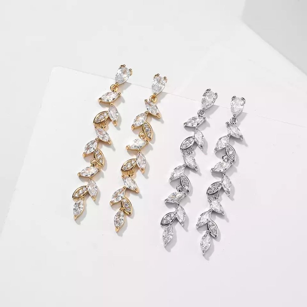 18k Crystal Gold Statement Dangle Earrings, Necklace, Bracelet, Ring